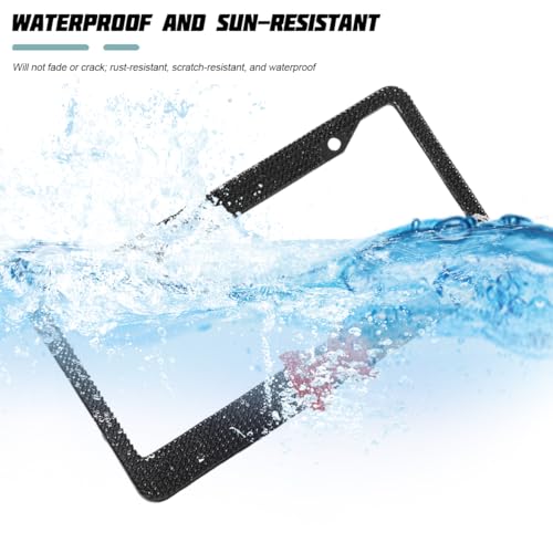 Bling Car License Plate Frame for Women, 2PCS Crystal Rhinestone Stainless Steel Vehicle Plate Holder, Glitter Diamond Sparkly Auto Plate Cover Accessories, Universal Fit (Black/Red Bow) - color: Black/Red Bow