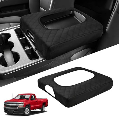 Shademax Center Console Cover for Chevy Silverado&GMC Sierra 2014-2018 Jump Seat Accessories, Armrest Cover Center Console Cushion Pad Leather Arm Rest Protectior (ONLY for Split Bench Seat Console) - size: for 2014-2018 Silverado/Sierra Jump Seat