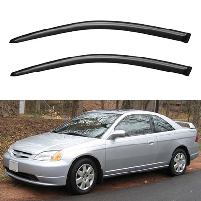 Window Visors Rain Guards Shield for 2001-2005 Honda Civic Coupe, Out-Channel Window Vent Wind Deflectors Visors Shades for 01-05 Civic - size: 2001-2005 Honda Civic Coupe