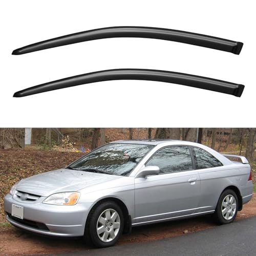 Window Visors Rain Guards Shield for 2001-2005 Honda Civic Coupe, Out-Channel Window Vent Wind Deflectors Visors Shades for 01-05 Civic - size: 2001-2005 Honda Civic Coupe