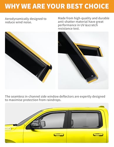 in-Channel Window Rain Guards Fit for Chevy Silverado/GMC Sierra 2500HD/3500HD 2020-2026 Crew Cab, Extra Durable Window Deflectors Vent Visors Truck Vent Shades Exterior Car Accessories - size: 2020-2026 Silverado/Sierra 2500HD/3500HD Crew Cab