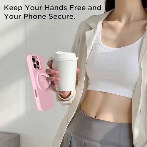 Magnetic Phone Grip Ring Holder, Liquid Silicone Magnet Cell Phone Grip Finger Loop, Compatible with Magsafe, Back of Phone for iPhone 17/16/15/14/13/12 Series, Pink - color: Pink