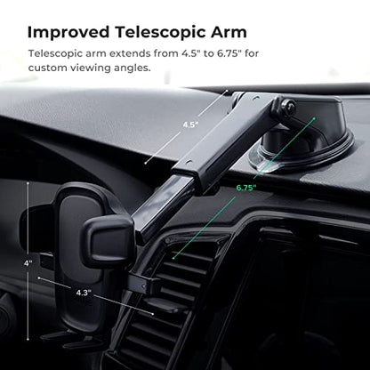 iOttie Easy One Touch Signature Dashboard & Windshield Universal Car Mount Phone Holder Desk Stand with Suction Cup Base and Telescopic Arm for iPhone, Samsung, Google, More Smartphones - style: Signature