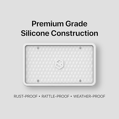 Rightcar Solutions Car Plate Frame, Silicone License Plate Frame, Rust-Proof Rattle-Proof Weather-Proof License Plate Holder for Front or Rear, White, 1 Pack - color: White