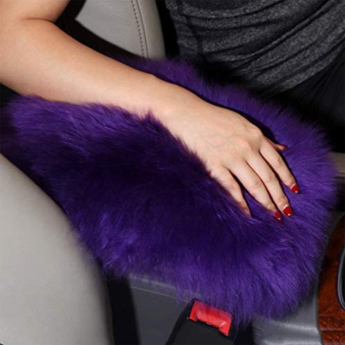 Auto Center Console Cover, Console Cover Armrest Pads, Warm Winter Sheepskin Wool Car Armrest Seat Box Pad Cushion Protector Universal Fit (Purple) - color: Purple