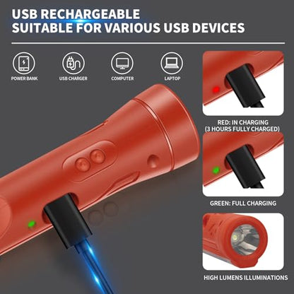 KnLnny Ware Automotive Escape Tool, Window Breaker,Seatbelt Cutter, Car Flashlight, 5 in1 Auto Tactical Gear, USB Charging, Magnetic Attraction, Emergency Kit Self Defense Accessories,Red - color: Red
