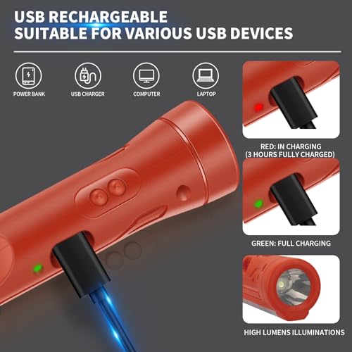 KnLnny Ware Automotive Escape Tool, Window Breaker,Seatbelt Cutter, Car Flashlight, 5 in1 Auto Tactical Gear, USB Charging, Magnetic Attraction, Emergency Kit Self Defense Accessories,Red - color: Red-1Pack