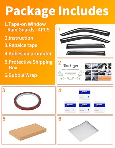 Extra-Thick Window Rain Guard for 2005-2021 Nissan Frontier Crew Cab Rain Guards Tape-on Side Truck Window Visors Low Profile Vent Visor Window Deflectors Vent Shades Car Accessories - size: Fit for 2005-2021 Nissan Frontier Crew Cab
