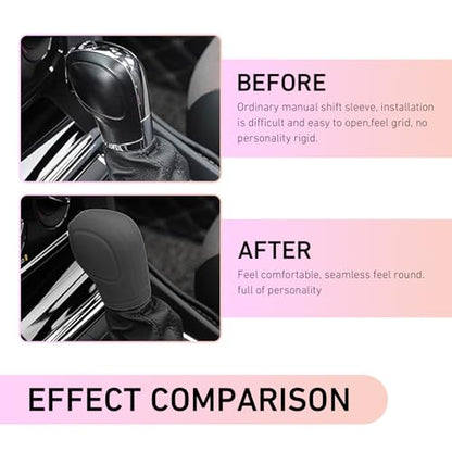 2 PCS Car Gear Shift Knob Cover, Anti-Slip Gear Stick Shifter Protector, Elastic Silicone Shift Protector Cover, Universal for Men, Women, Truck, SUV (Black) - color: Black