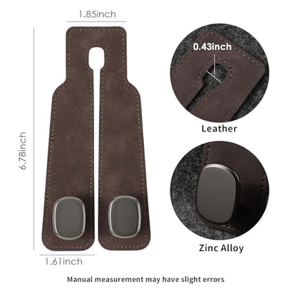 KINIVA Car Seat Headrest Storage Hooks, Set of 2, Suede PU Leather, Double Hooks (Brown) - color: Brown