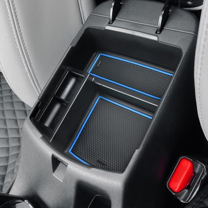HGWEI Center Console Tray Organizer Compatible with Kia Seltos 2020 2021 2022 2023 2024 2025 2026 Accessories, Middle Armrest Insert Container ABS Secondary Storage Box, Blue - color: blue