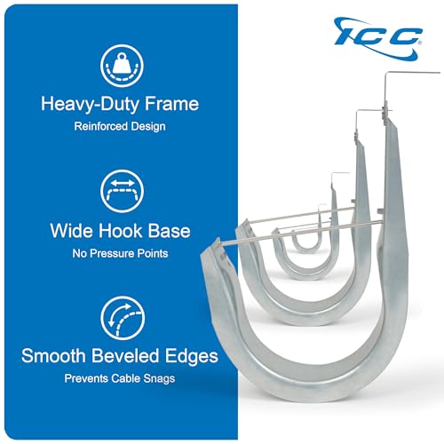 ICC Ceiling Mount J Hook 1-5/16" Without Retainer Clip – Galvanized Steel Cable Management Hooks for Hanging Cable - Rust-Resistant, EIA and TIA Compliant - 1-5/16 Inch 25 Pack - size: 1 5/16 in, style: Ceiling Mount