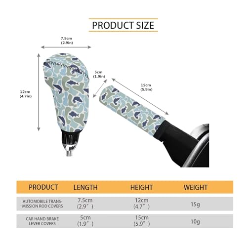 Handbrake and Gear Shift Knob Cover 2 Piece Automobile Hand Brake Cover Car Interior Accessories - color: Fish Camo Blue
