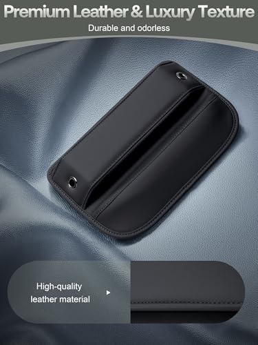 Premium Leather Car Seat Gap Filler Organizer (0.2”-1.2" Gaps), Clever Gifts for Car SUV Truck Owners (Black, 2 Pack) - color: 02 Black, 2 Pack