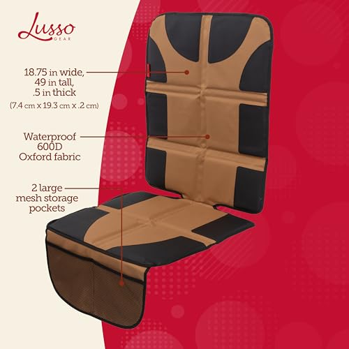 Lusso Gear Car Seat Protector - Waterproof Car Seat Cover - Non-Slip Padding & Mesh Pockets for Baby Travel Gear - Universal SUV & Vehicle Fit - Tan - color: 1-Pack Tan
