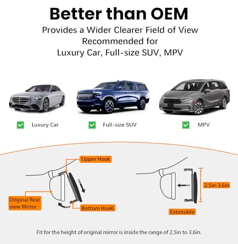Rear View Mirror, Chrome Anti-glare Panoramic Rear Mirrors Universal 14 Inch Convex Car Interior Clip on Extra Big Wide Angle Rearview Mirror Extender to Reduce Blind Spot for Car SUV Trucks - size: 14 Inch