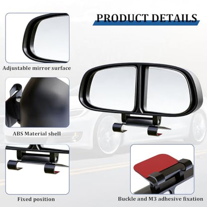 Car Blind Spot Mirror, HD Glass Frameless Convex Wide Angle 360 Degree Adjustable Side Mirror Blindspot, Automotive Exterior Rearview Glass, Universal for Vehicles - size: 1PC