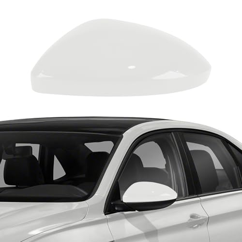Left Driver Side Mirror Cover Cap Compatible with VW Jetta 2019 2020 2021 2022 2023 2024, 【Only for US Version Without Turn Signals】, Clip-on Rearview Door Mirror Housing Cap Trim, White - color: White, size: Left