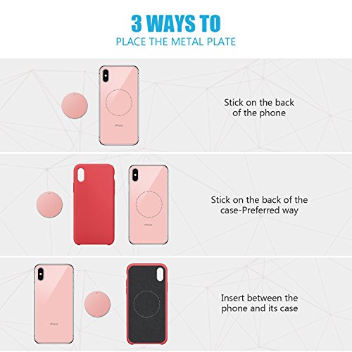 Mount Metal Plate with Adhesive for Magnetic Cradle-Less Mount - X4 Pack 2 Rectangle and 2 Round (Compatible with Magnetic mounts) (Rose Gold) - color: Rose Gold