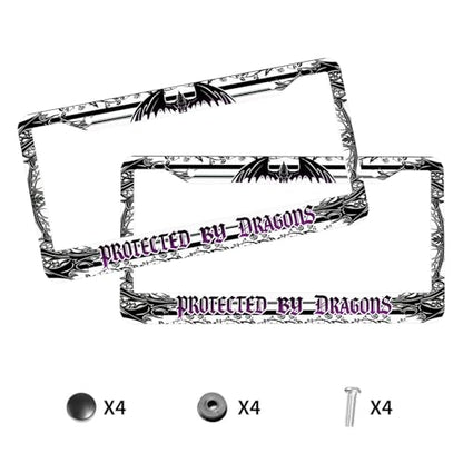 Gothic Dragon License Plate Frame Fantasy Protective Guard Personalise Stainless Steel Funny Design Compatible with Standard License Plate Holder for USA and Canada 6.3 x 12.2 in - color: Gothic Dragon, size: 6.3 X 12.2 In-1PC