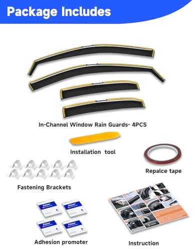 in-Channel Window Rain Guards Fit for Dodge Durango 2011-2026,Extra Durable Visors Vent Visors Window Deflector Vent Shades Car Accessories -4 pcs - size: For 2011-2026 Dodge Durango