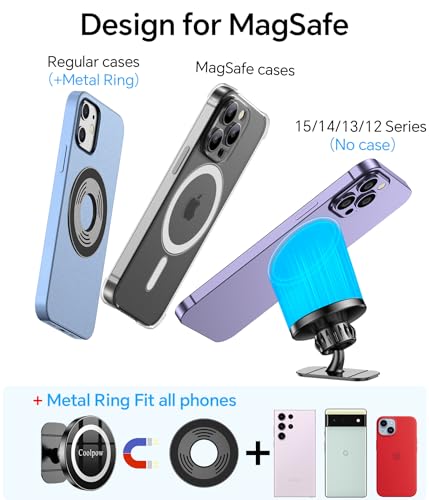 for iPhone MagSafe Car Mount Dashboard【Stronger Magnets】 Magnetic Phone Holder for Car Dash【Hands Free 】 Magsafe car Holder for Car Fit iPhone 15 14 13 12 Pro Max Plus Mini Mag Safe Case &Cell Phone