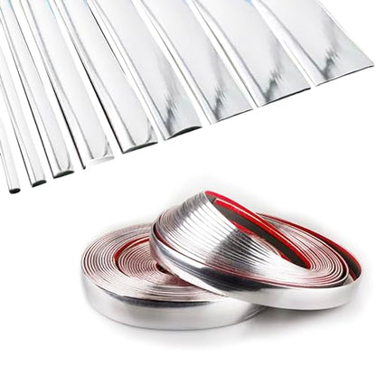 16Ft Chrome Silver Extra Thick Auto Molding Trim Universal Bumper Window Door Body Side Decorative Strip Scratch-Proof (Width: 1-9/16inch [40mm]) - size: Width: 1-9/16inch [40mm]