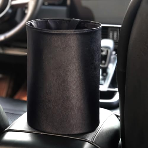 Car Interior Features Foldable Waterproof Trash Cans, Hanging Leak Proof Storage Bags, and Washable Leather Bags to Keep The Car Fresh, Tidy, and Odorless (Black)
