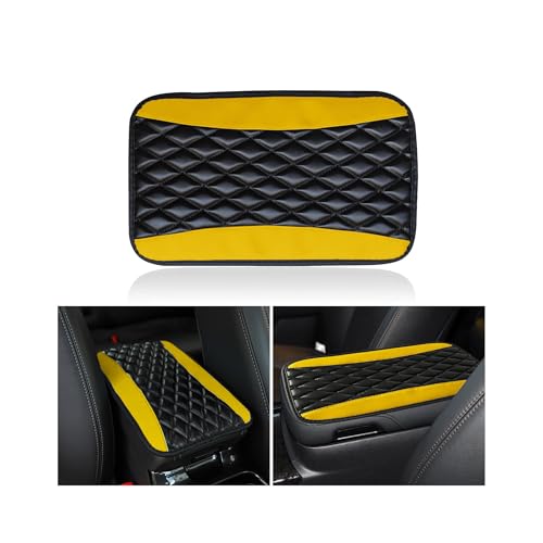 Auto Center Console Pad, Universal Waterproof Armrest Seat Box Cover, Car Interior Accessories, Leather Auto Armrest Cover Protector for Most Vehicle, SUV, Truck (Yellow) - color: Yellow
