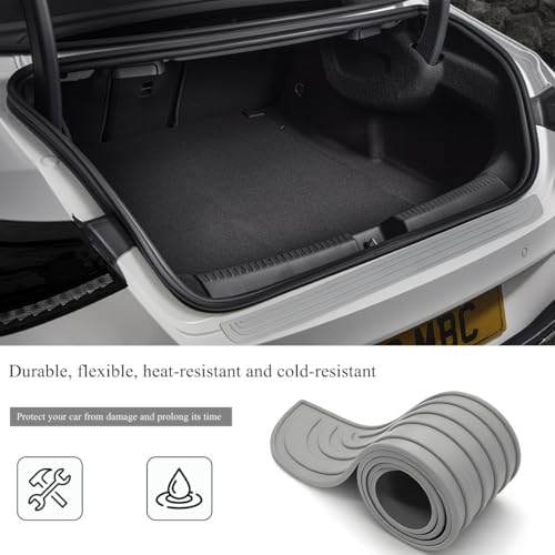 Car Rear Bumper Protector Guard, Anti-Scratch Auto Trunk Door Entry Protection Strip, Non-Slip Rubber Bumper Protective Cover Guard for Most Cars Trucks SUVs (Gray, 35") - color: Gray, 35"