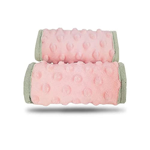 DODO NICI car seat Strap Cover for Baby, seat Belt Cover Cushion, Belt Pads fit Baby Carrier/Pushchair/Stroller, Cozy Peace Dotted Minky, Solid Pink - color: Solid pink