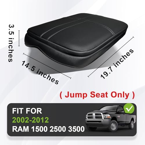 Muslogy Center Console Armrest Cover Fit for Dodge Ram1500/2500/3500 2002-2012 Accessories, Comfort Armrest Pad Console Lid Cushion Vegan Leather 1-Inch Extra Thick(Jump Seat ONLY) - size: 3) 02-12 |Ram1500/2500/3500| Jump Seat, +Thick