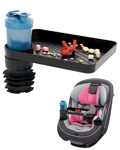 SEVEN SPARTA Car Seat Tray for Kids Toddler Travel with Soft Rubber Base, Rotatable and Removable Cup Holder Snack Tray for Food Color and Play for Family Road Trip Essentials (1, Large Base) - size: Large BaseX1