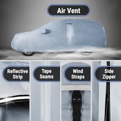 iCarCover 18-Layers Premium Universal Fit SUV Car Cover Waterproof All Weather Sun Rain Snow UV Protection Outdoor Indoor Full Exterior Covers for Automobiles Sedan Hatch Coupe Fit for 202-209 inch - size: 23. Fit Large Size SUV Length 202-209 inch