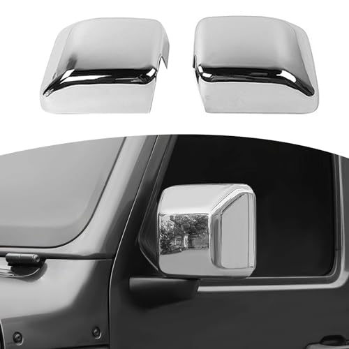 RT-TCZ for Jeep JL Side Mirror Cover Trim Chrome for Jeep Wrangler JL JLU 2018-Present for Gladiator JT 2020-Present Chrome Exterior Accessories 2pcs - color: Chrome
