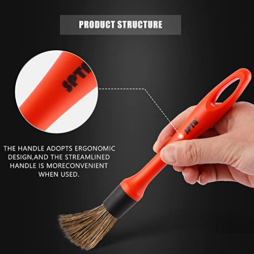 SPTA Car Detailing Brush Set, 5 Pack Soft Mixed Hair Auto Detail Brush Kit No Scratch for Automotive Elegant Surface Interior Exterior Dashboard Emblems Panels Engine Bay Wheels Air Vent Seat Leather - color: Car Detail Brush Set 5
