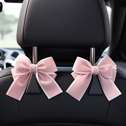 2-Pack Car Purse Hooks for Hanging Purses and Bags, Cute Bow car seat headrest Hooks for Hanging car Purse Hooks. (Pink) - color: Pink