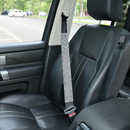 Amooca Soft Automotive Seat Belt Cover Seatbelt Shoulder Pad Neck Protector Cushions Universal Fit SUV Trucks Backpack Light Grey Extra Long 19.7in - color: Light Grey, size: 19.7in-1pc