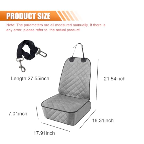 ZIMISI Dog Car Seat Cover, Waterproof & Scratch Proof Car Seat Protector with Side Flaps, Nonslip Front Car Seat Covers with Safety Belt, Universal Dog Mat for Cars, SUVs, Trucks (Grey) - color: Grey