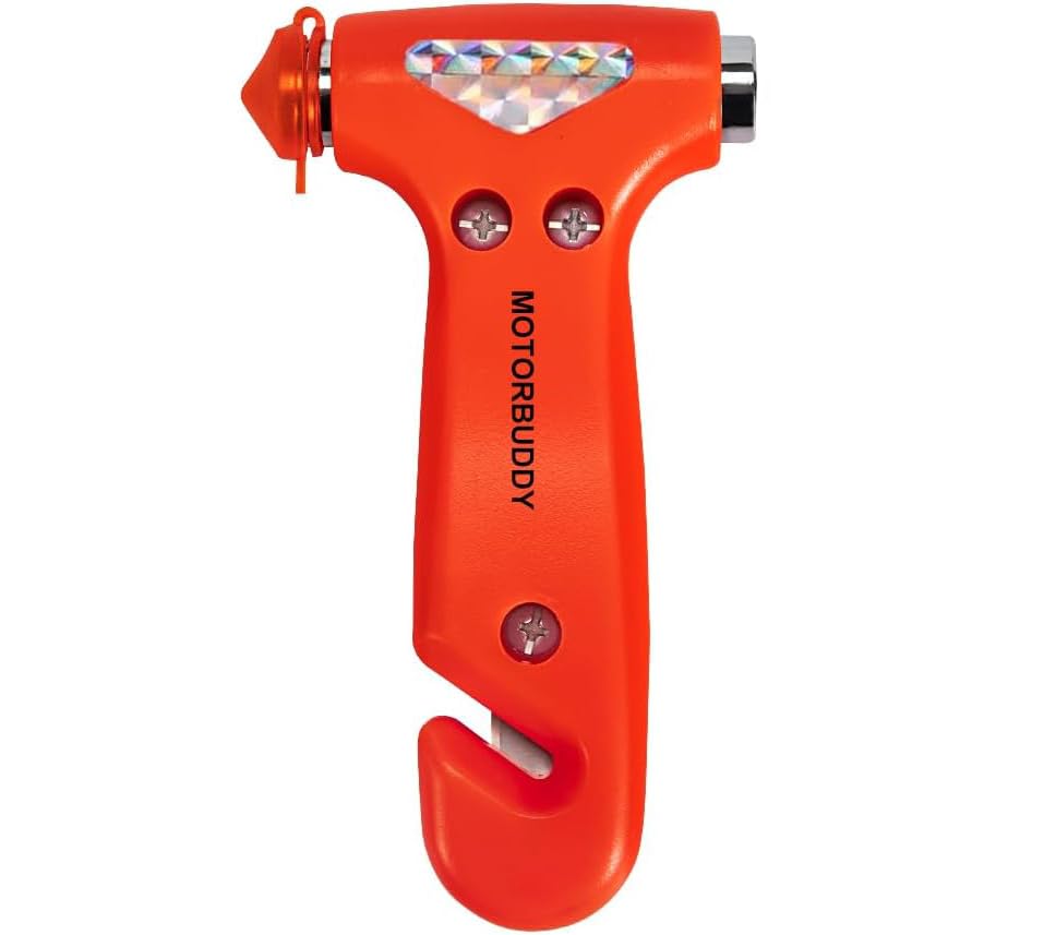 MOTORBUDDY Seatbelt Cutter and Window Breaker for Cars,Glass Breaker,Auto Escape Safety Hammer Tool Under Water,Emergency Car Safety Accessories,Truck，Vehicle - color: Red (1 Pack)