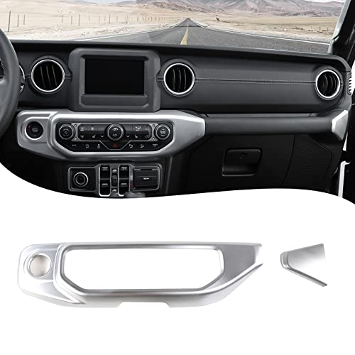 RT-TCZ Center Console Air Conditioner Control Panel Trim Cover Dashboard Decoration Interior Accessories for Jeep Wrangler JL JLU & Gladiator JT 2018-2022,Silver - color: silver