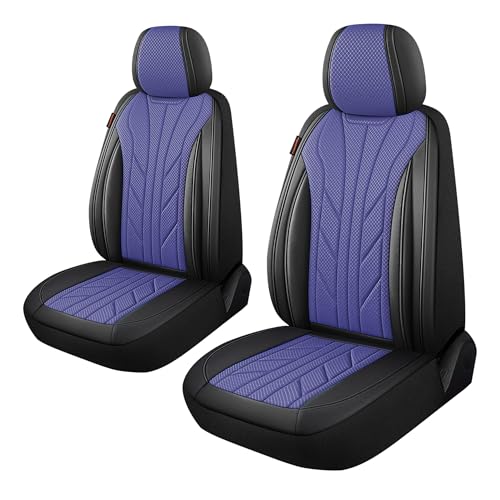 CAROMOP Breathable Cloth Fabric Car Seat Covers 2 Front Seats,Faux Leather 3D Foam Back Support Seat Cover for Car,Universal Seat Covers for Cars,Trucks,SUVs,Front Seat Armrests Compatible(Black/Blue) - color: Black/Blue, size: Front Set