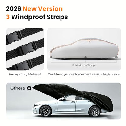 2026 Upgraded Anti-Hail Car Cover, Waterproof All Weather Thickened 5MM EVA Hail Protector, Windproof Reflective Strips with Storage Bag, Universal Fit for 171-190" Sedans (L) - size: L (Fit for 171-190 Inch Sedans)