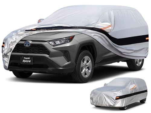 10 Layers SUV Car Cover Custom Fit for Toyota RAV4 (2005-2024) Waterproof All Weather for Automobiles, Full Cover Sun UV Rain Protection.Silver - size: Custom Fit for Toyota Rav4