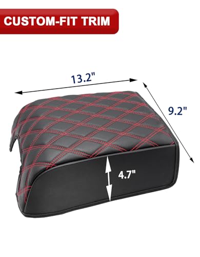 KBH Center Console Armrest Cover for F150 2004-2014, Lincoln Mark LT 2006-2008, Ford Expedition 2007-2017, Anti-Scratch, Black-Red Stitch (Fits Bucket Seat Console Only) - size: Bucket Seat, 04-14 F150, Red Stitch