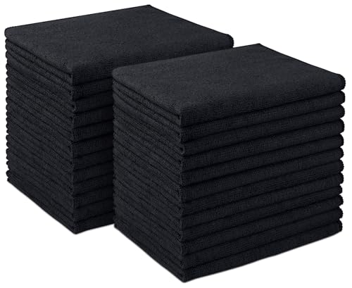 AIDEA Microfiber Cleaning Cloth 24 Pack, Microfiber Towels for Cars, Soft & Absorbent Cleaning Rags, Premium Lint Free Shop Towels for House, Kitchen, Car, 12inx16in, Black - color: Black, size: 12inx16in