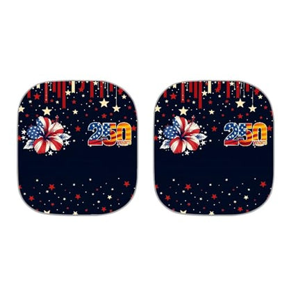 AFPANQZ 250th American Flower Windshield Sunshade for Car UV Protection, Car Sun Shade Auto Sun Shield Heat Protector Foldable Keeps Interior Cool 2 PCS - color: 250th American Flower