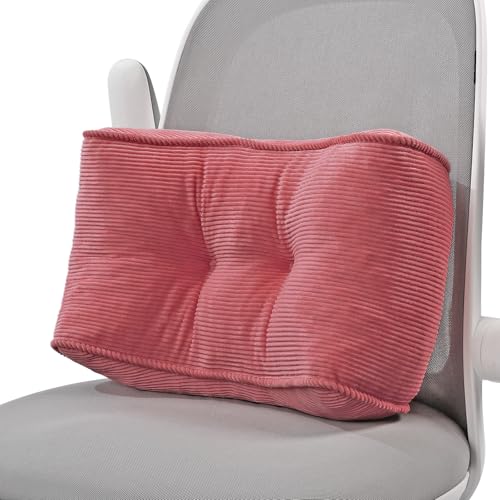 Lumbar Support Pillow for Office Chairs, Bite-Size Natural Latex Foam Back Support Pillow for Lower Back Pain Relief, Soft & Support Corduroy Desk Chair Cushion, M, Pink - color: Pink, size: M (17.5"x10")