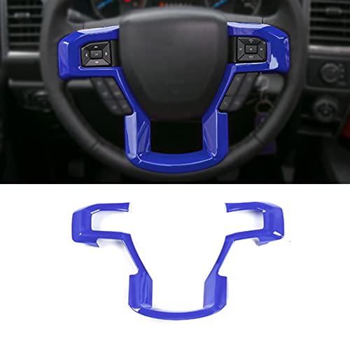 Keptrim for F-150 ABS Blue Steering Wheel Cover Trim for 2015-2020 Ford F150, for 2017-2022 F250 F350, for 2018-2021 Ford Expedition - color: Blue