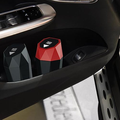 Car Trash Can with Lid，Mini Diamond Design Automatic Portable Trash Can，Small Trash Bin for Automotive Office Home Kitchen 1, Black - color: Black